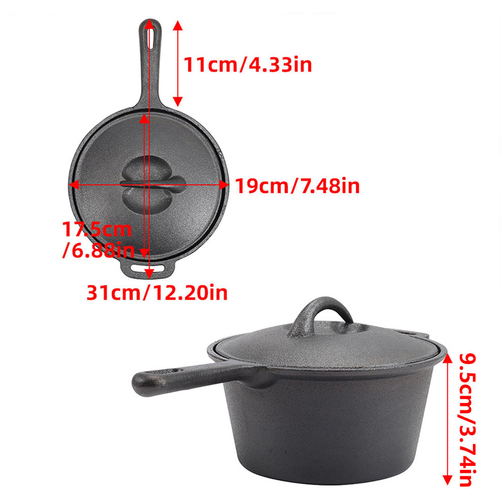 Living and Home Pre-Seasoned Cast Iron Saucepan with Lid 2.5L Image 8