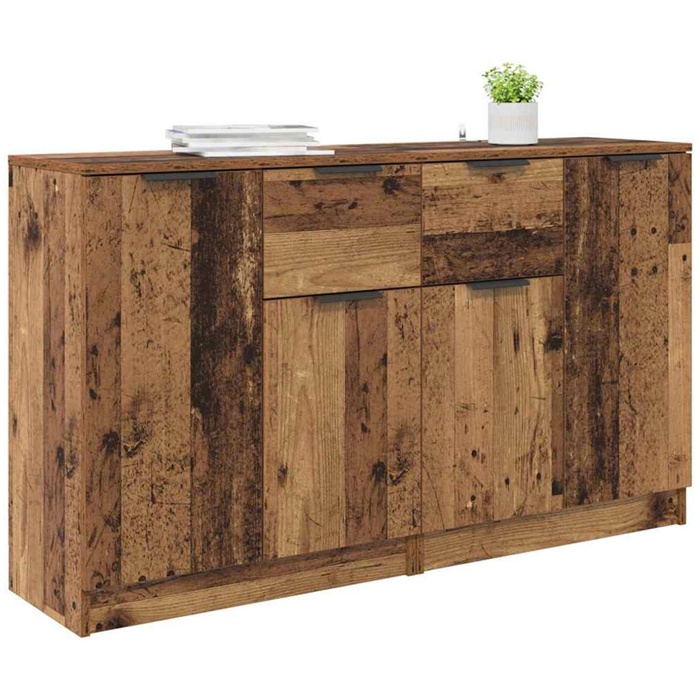 vidaXL 2 Door Single Drawer Old Wood Sideboard Set of 2 Image 3