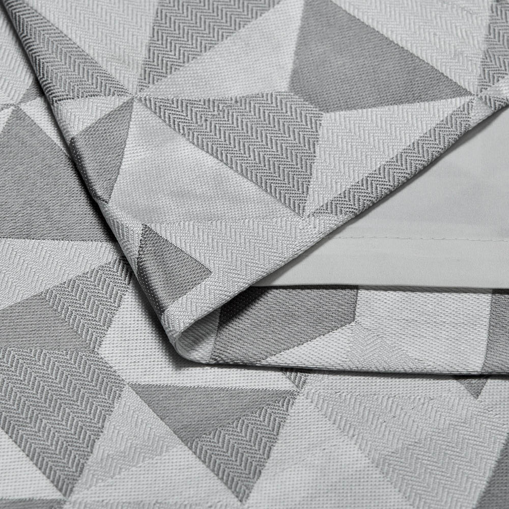 Alan Symonds Scandi Silver and Grey Jacquard Lined Pencil Pleat Taped Top Curtains 117 x 183cm Image 3