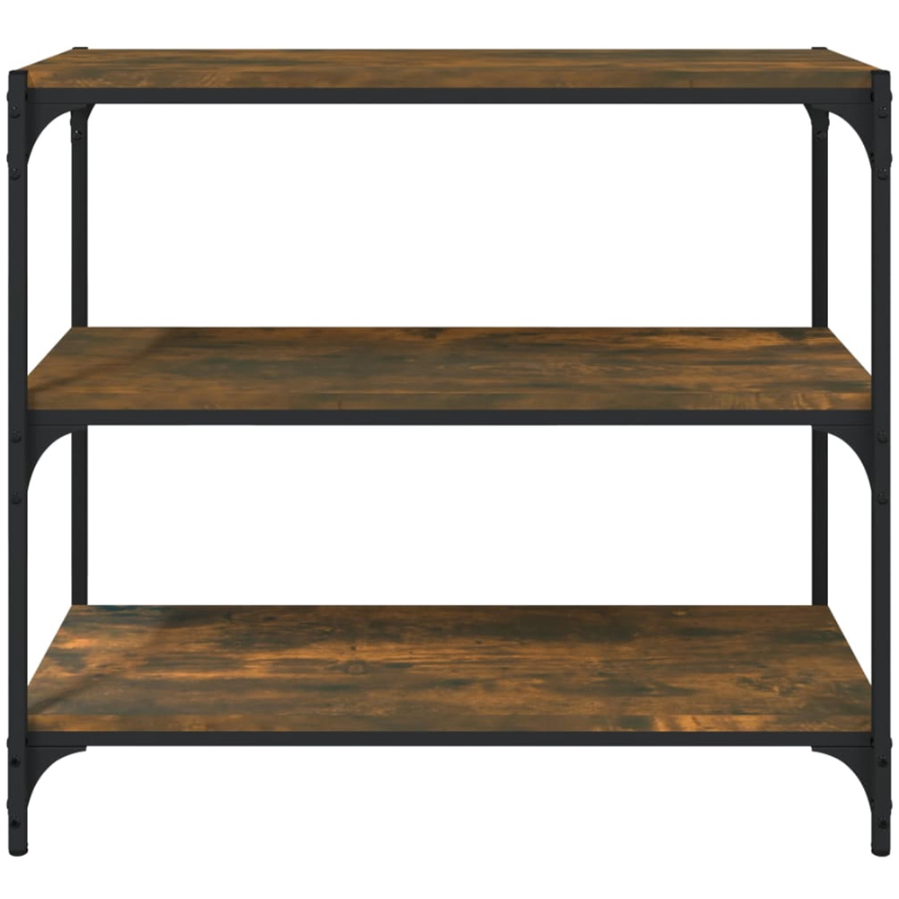 vidaXL 3 Shelf Smoked Oak Wood and Steel Bookcase Image 3