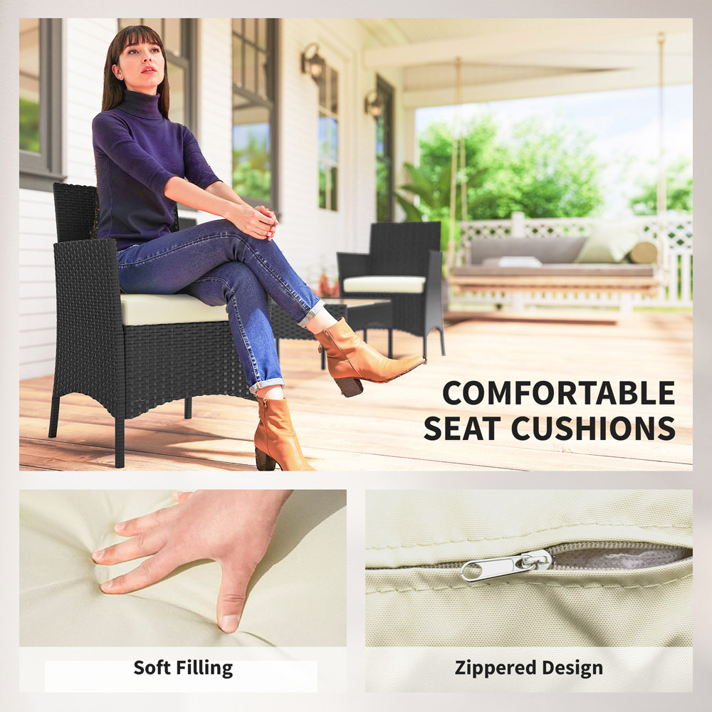 Outsunny 4 Seater Cream White Rattan Garden Sofa Lounge Set with Cushion Image 6