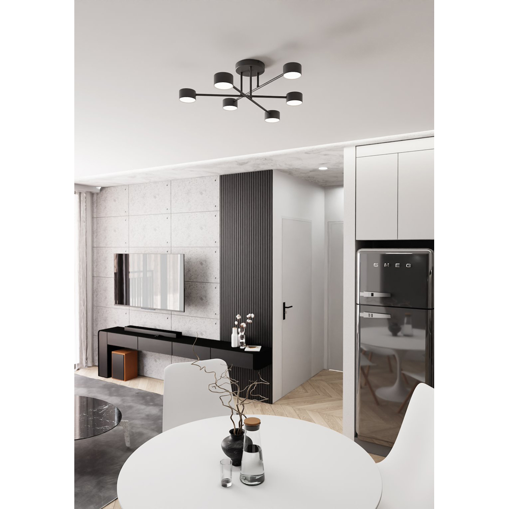 Emibig Halo 6 Light Black GX53 Ceiling Light Image 4