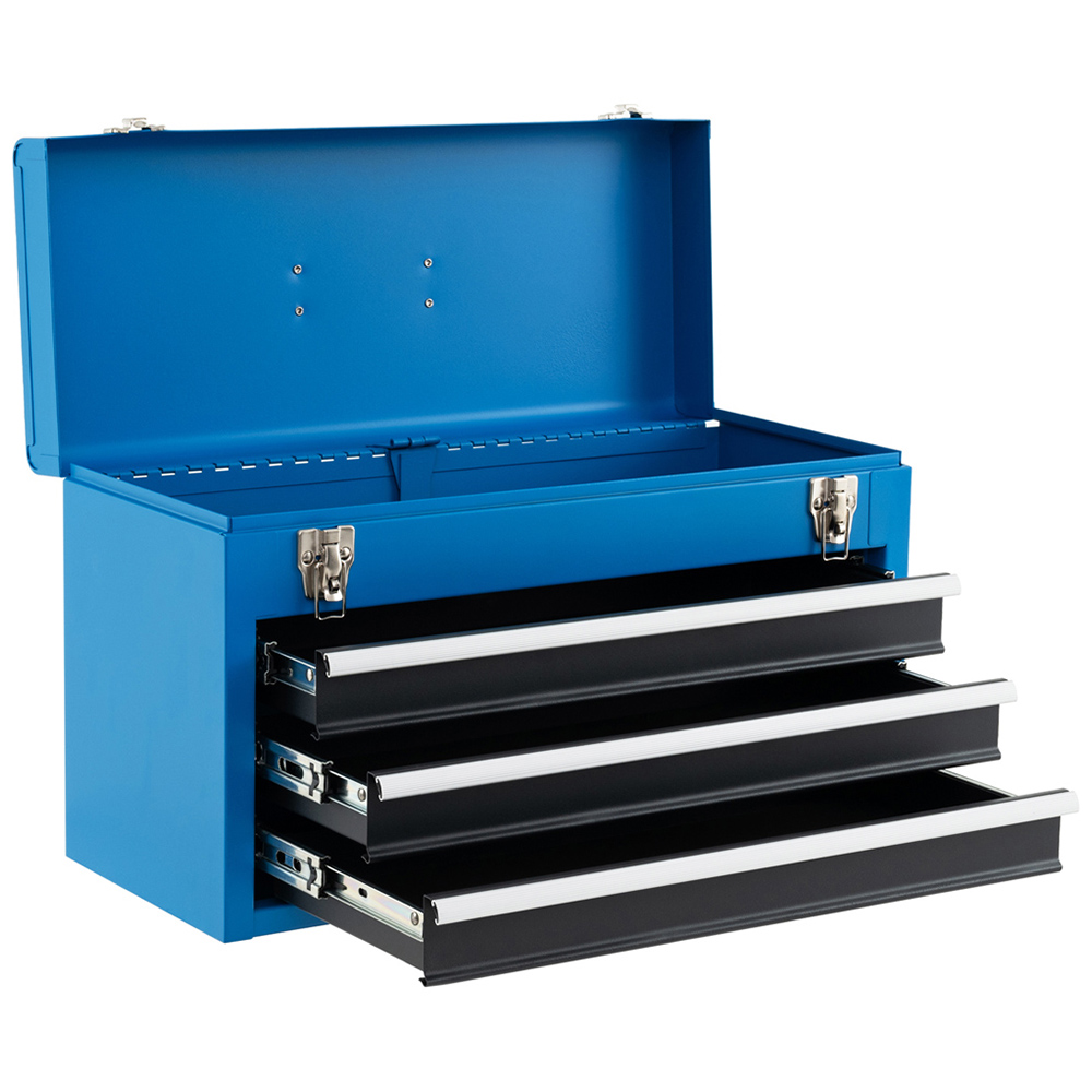 Costway Blue Portable Steel Tool Box with Double Latch Image 3