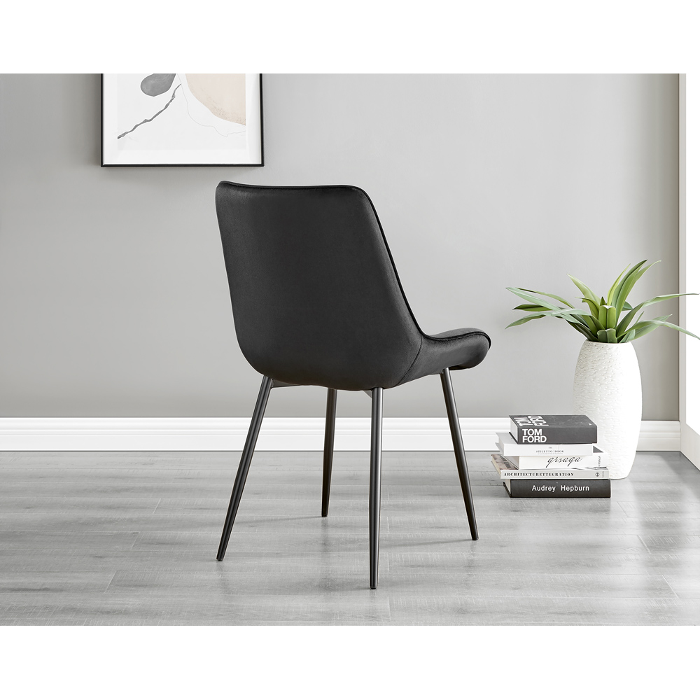 Furniturebox Cesano Set of 2 Black Velvet Dining Chair Image 3