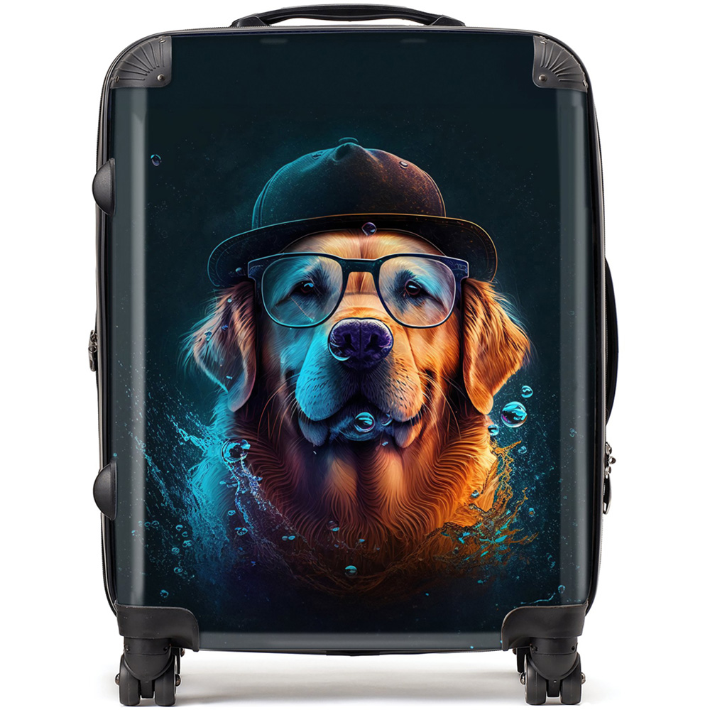 Warren Reed Designer Large Jack Russell Dog Splashart Suitcase Image 1