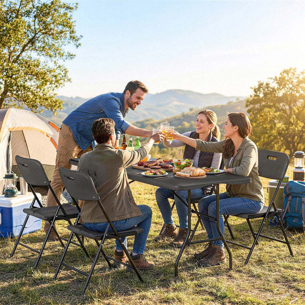 Outsunny 4 Seater Foldable Picnic Table and Chair Set Image 2