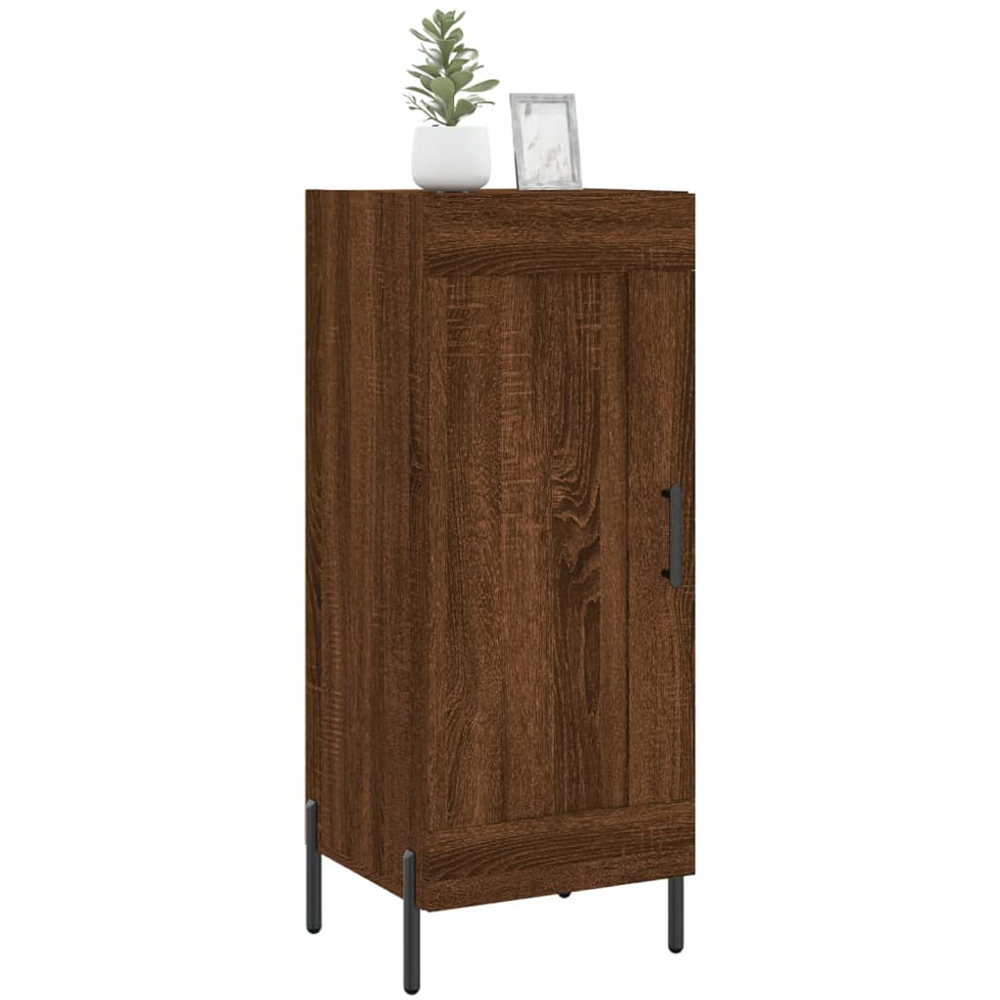 vidaXL Single Door 3 Shelf Brown Oak Sideboard with Metal Legs Image 3