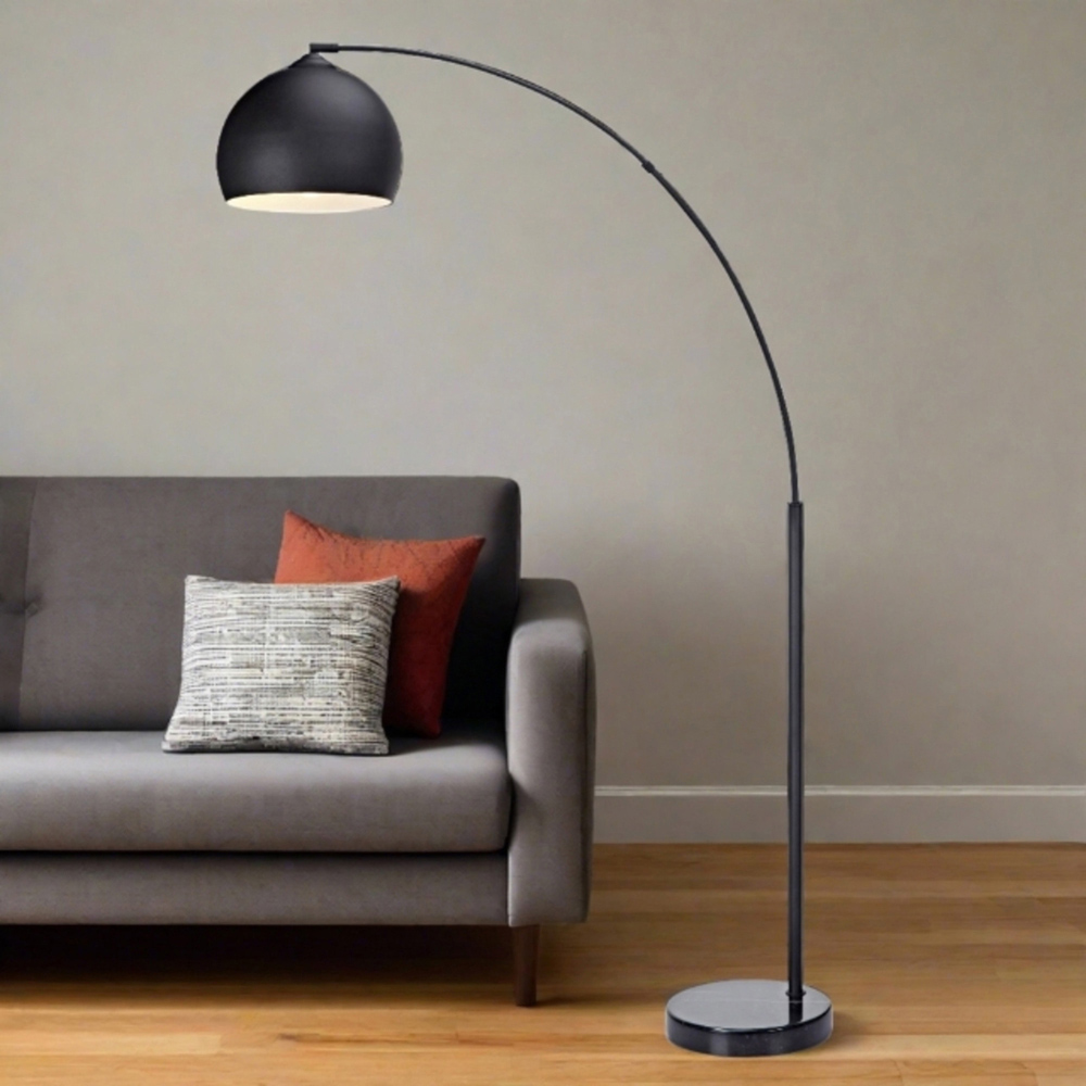 Teamson Home Arquer Arc Marble Base Black Floor Lamp Image 5