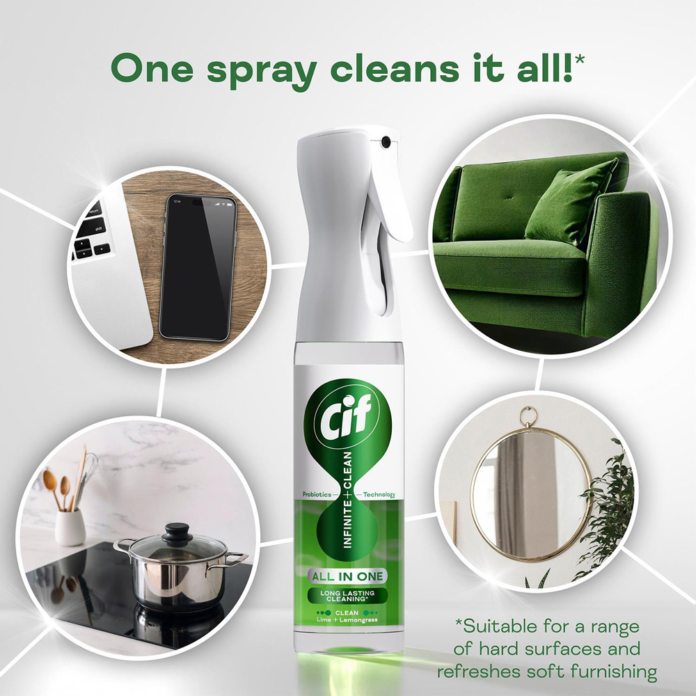 Cif Infinite Clean All in One Lime and Lemongrass Cleaner Spray 250ml 6 Pack Image 9