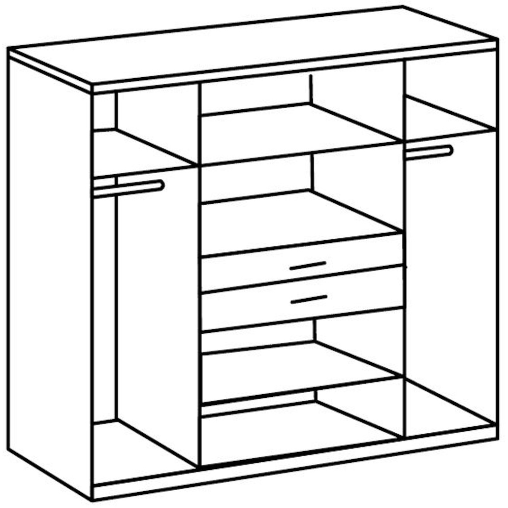 TJ'S Lviv 4 Door 2 Drawer Oak and Grey Wardrobe with Mirror Image 3