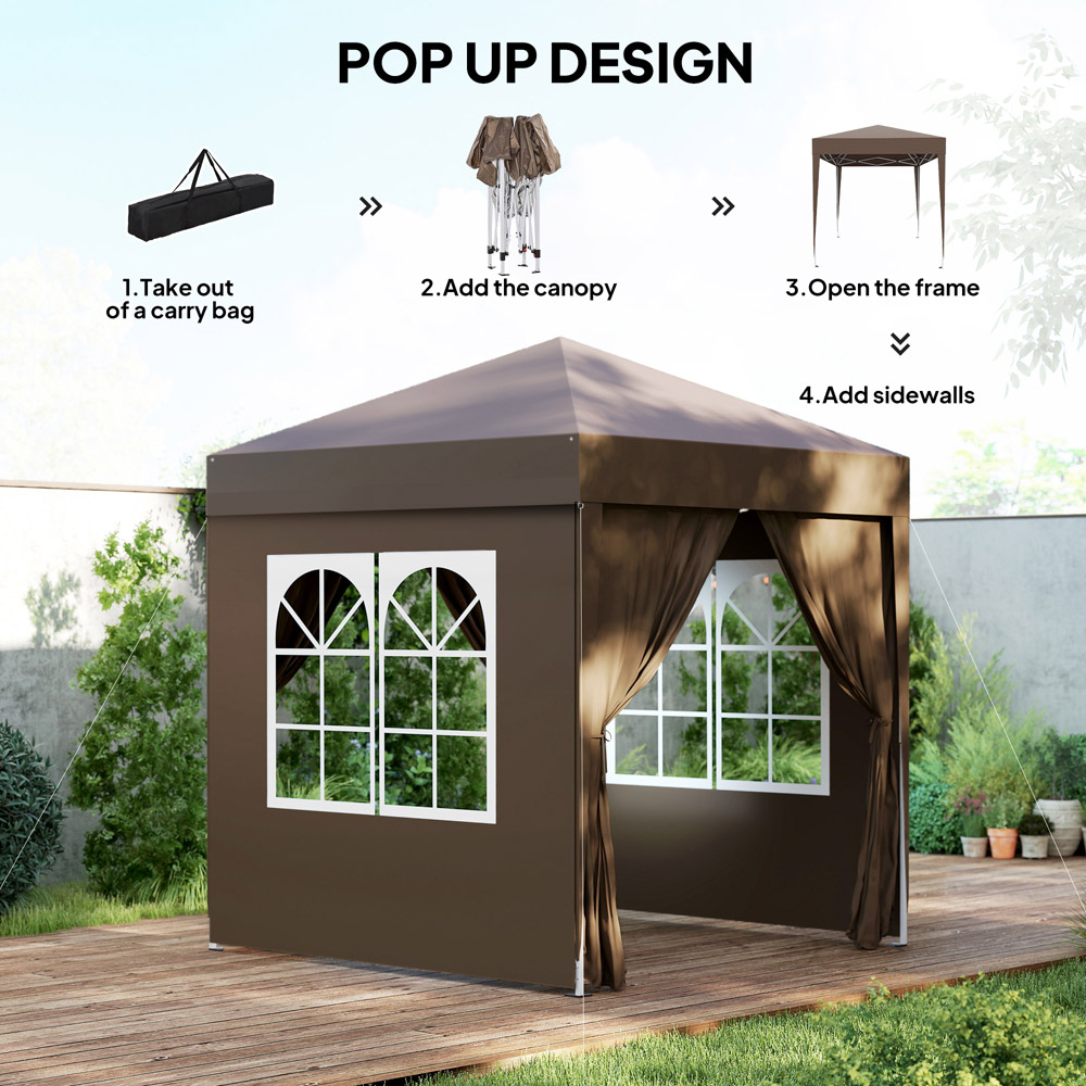 Outsunny 2 x 2m Coffee Marquee Pop Up Gazebo Party Tent Image 7