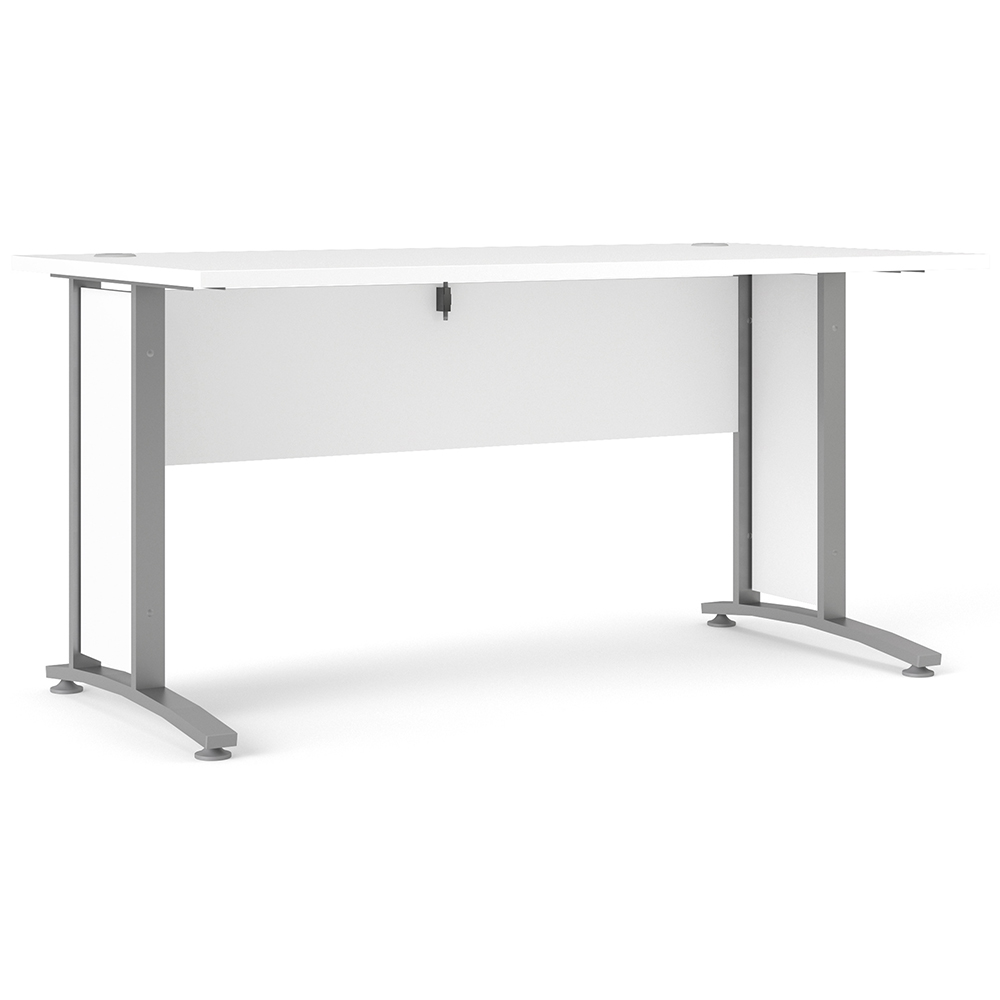 Florence Wooden and Steel 150cm Desk White and Silver Grey Image 4