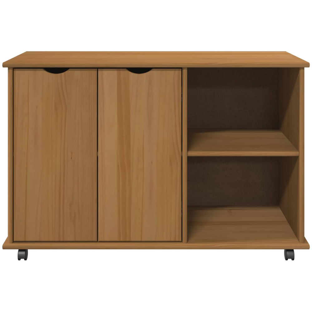 vidaXL 2 Door 2 Shelf Brown Minimalist Rolling Storage Cabinet Image 3