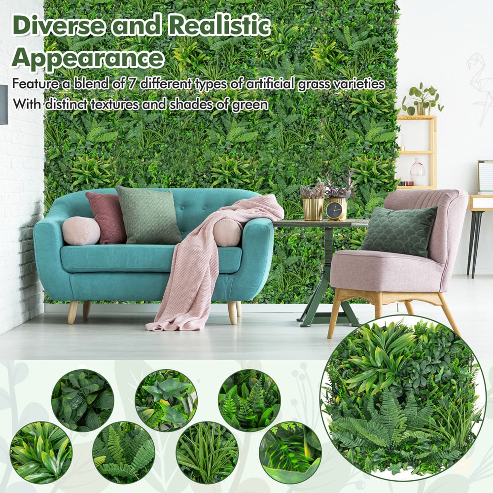 Costway 1.6 x 1.6ft Artificial Boxwood Hedge Panels 4 Pack Image 6