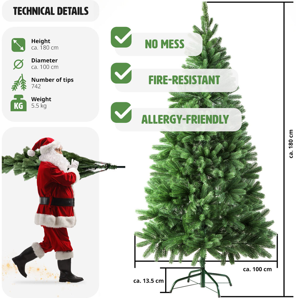 tectake Injection Moulding Lifelike Artificial Christmas Tree 6ft Image 9