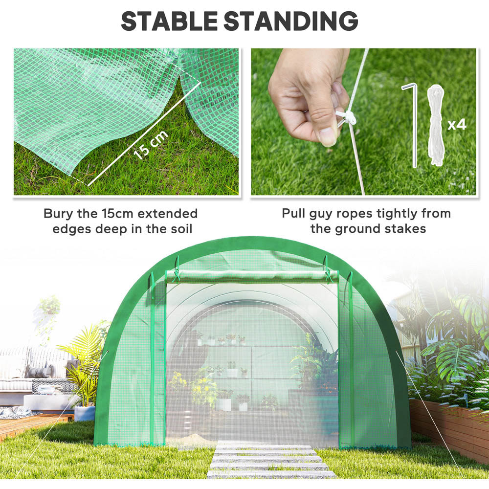 Outsunny Walk-in Tunnel Greenhouse with Mesh Door and Windows 9.8 x 19.3ft Image 7