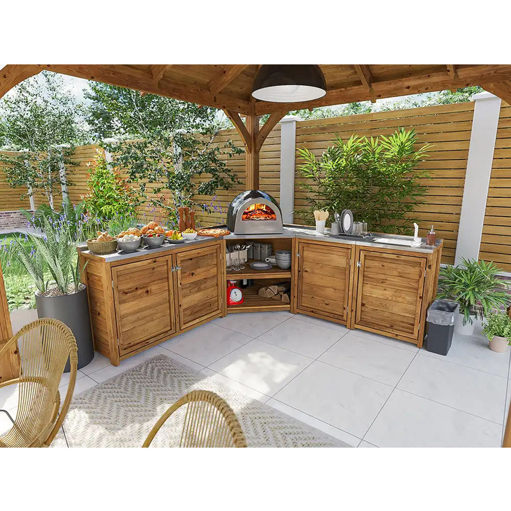 Dunster House 4 Door 2 Shelf Garden Kitchen Right Hand Sink Unit II with Stainless Steel Countertop Image 4