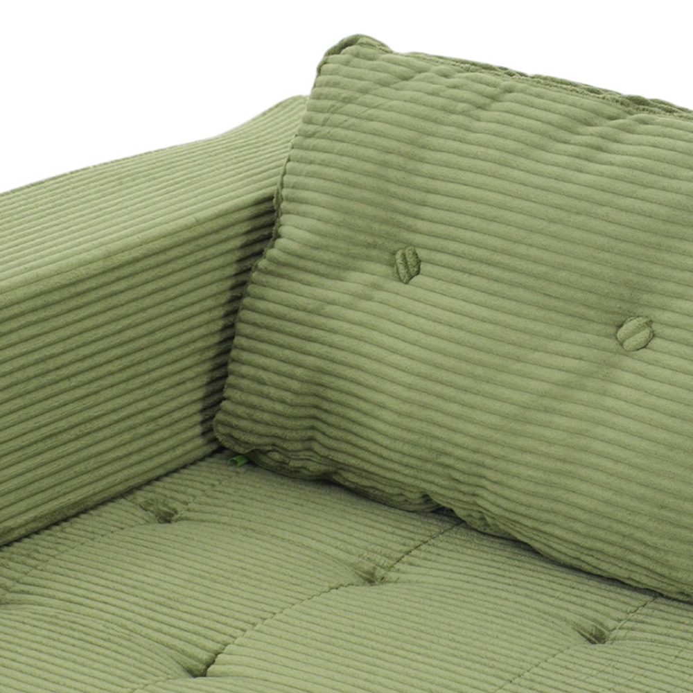 Living and Home Single Seater Green Foldable Corduroy Upholstered Sofa Bed Image 3