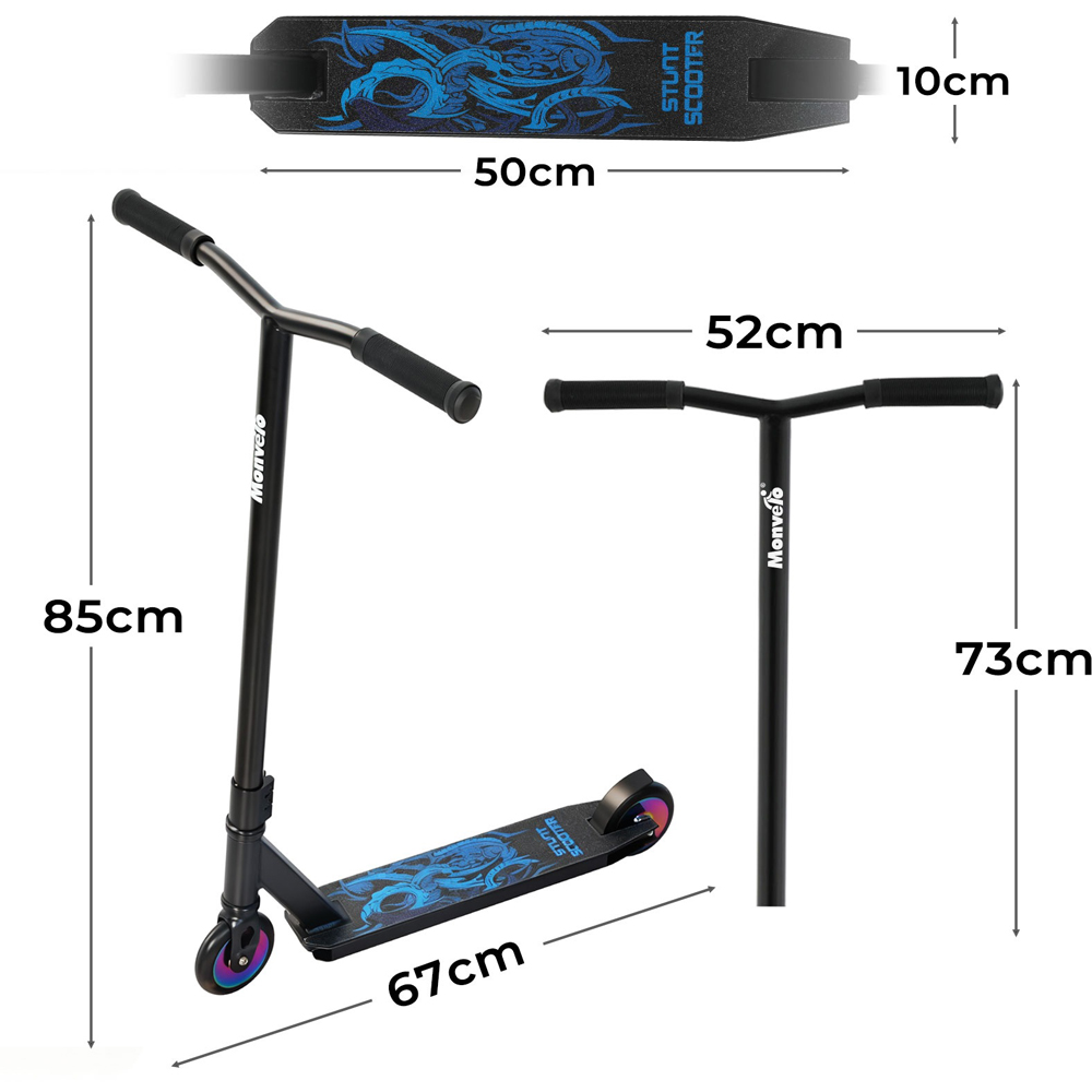 Monvelo Black and Blue Kids Adult Freestyle Stunt Scooter Image 9