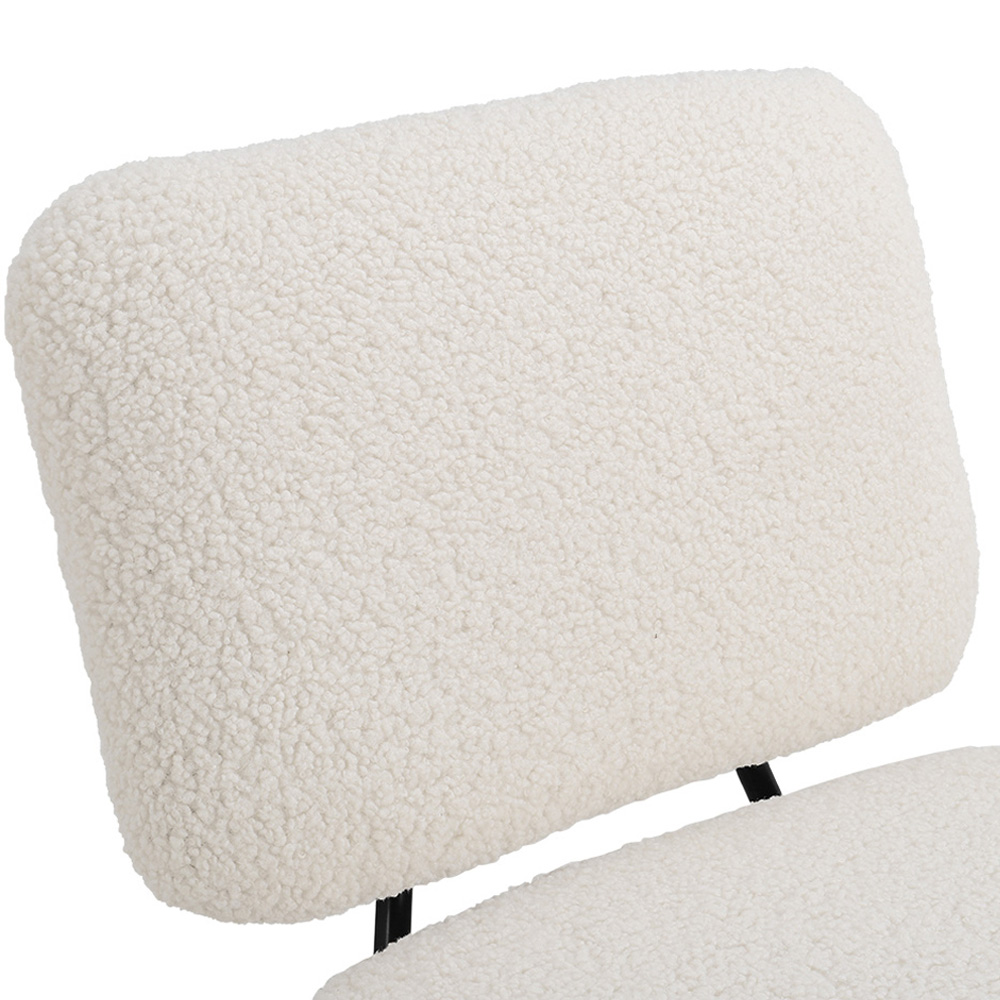 Living and Home Beige Faux Wool Accent Chair Image 3