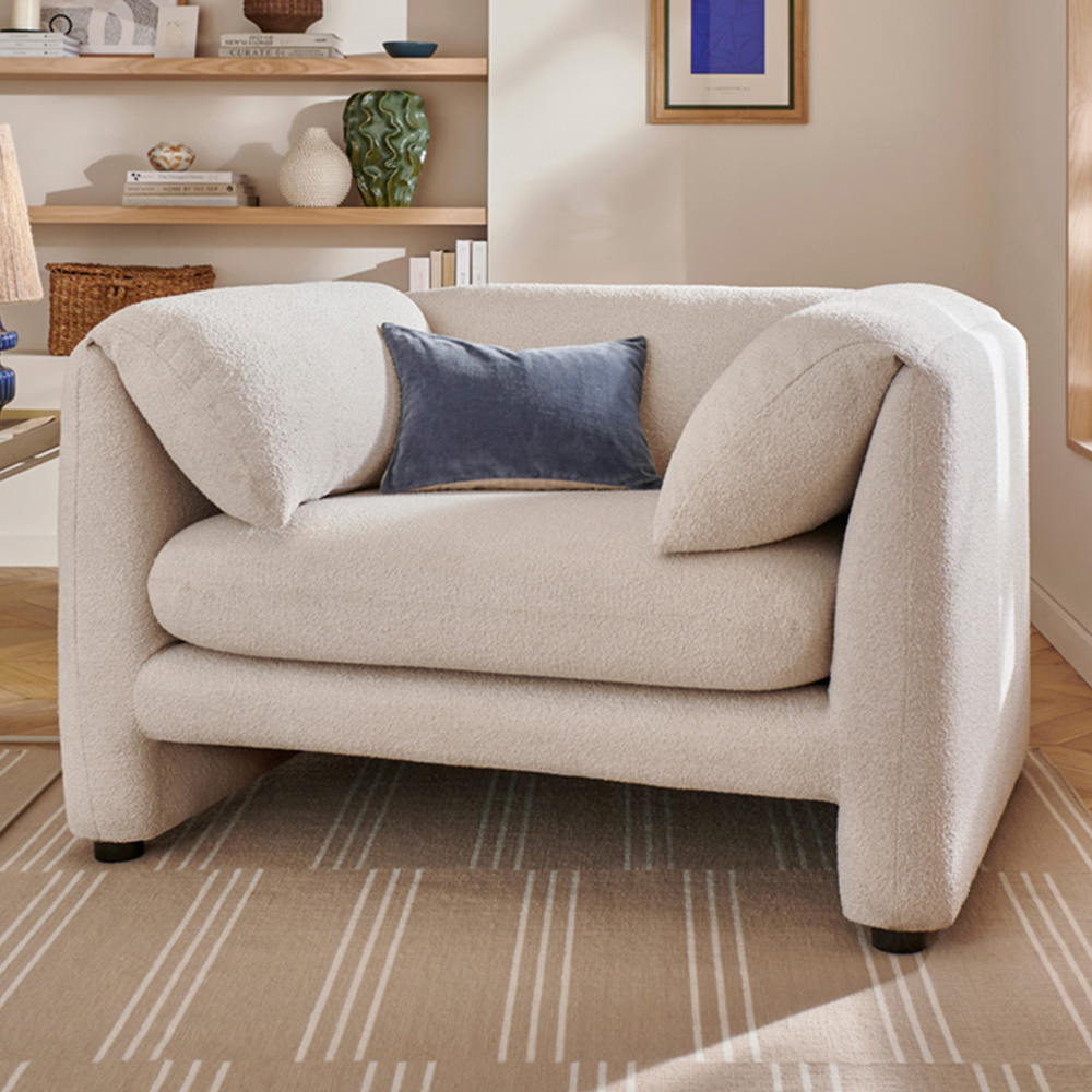 Harlow Cream Boucle Fabric Armchair Image 1