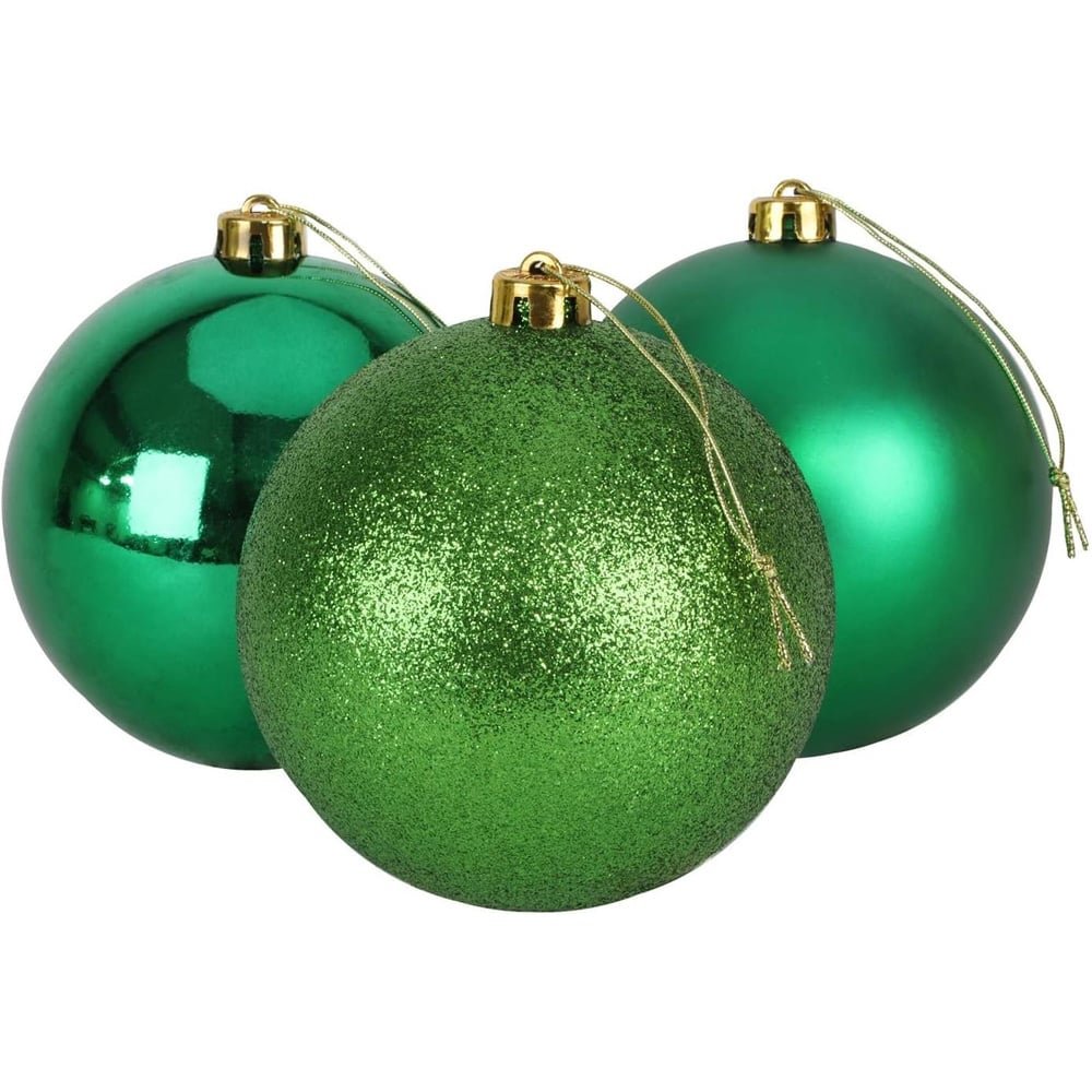 Shatchi 10cm Dark Green Shatterproof Christmas Bauble 3 Pack Image 1