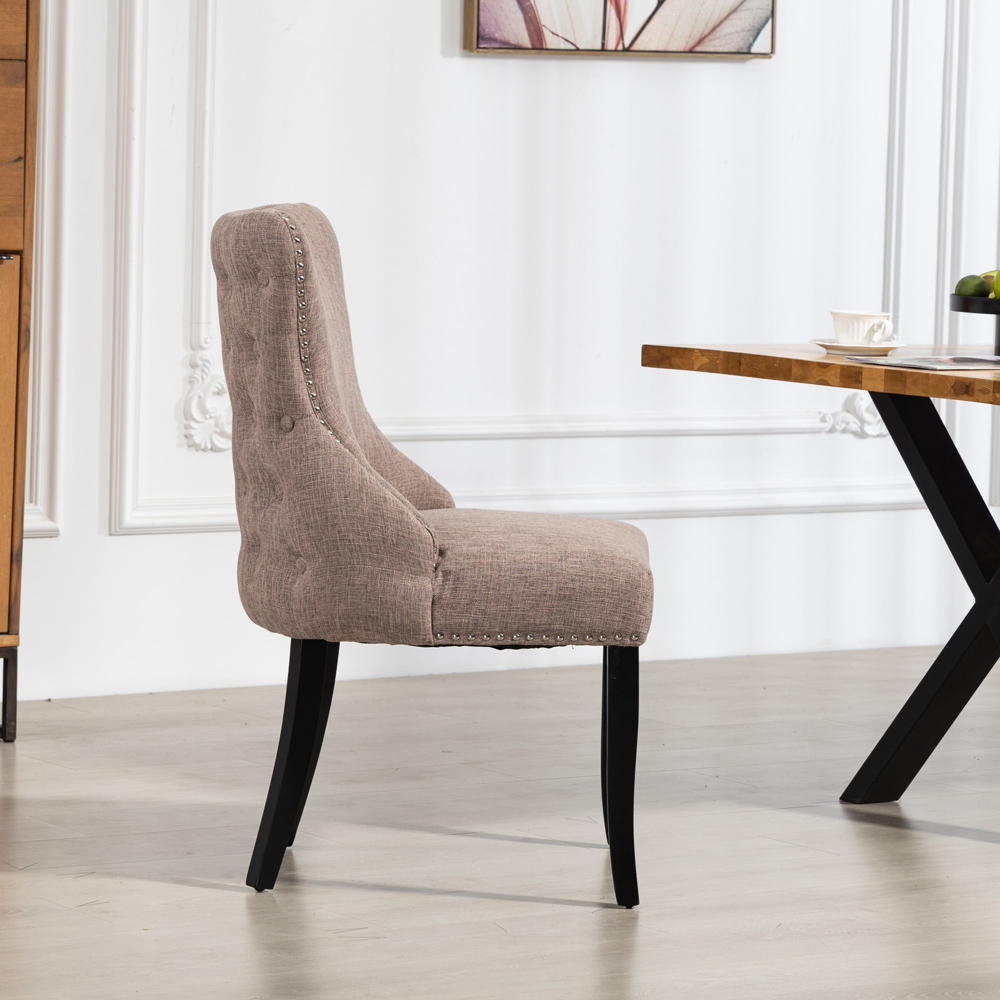 Artemis Home Rodello Set of 2 Dark Brown Fabric Dining Chair Image 3
