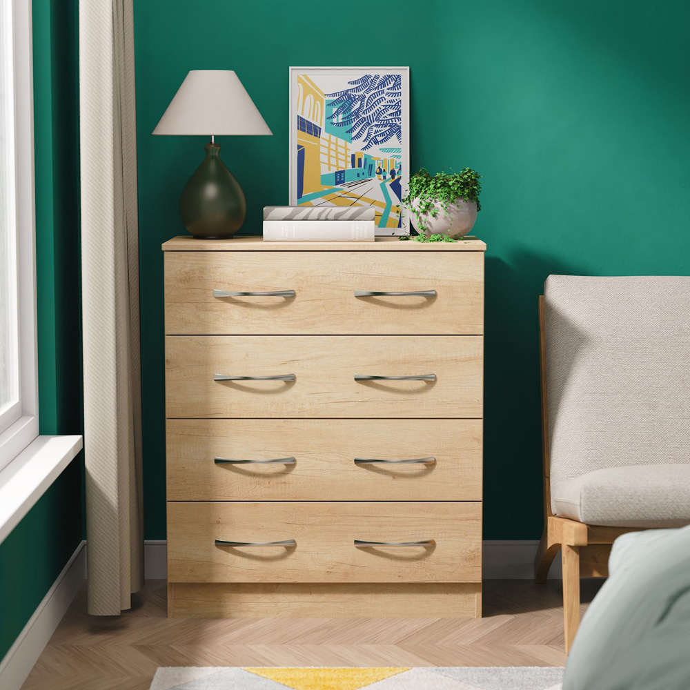 Crowndale Avon 4 Drawer Nebraska Oak Chest of Drawers Ready Assembled Image 7