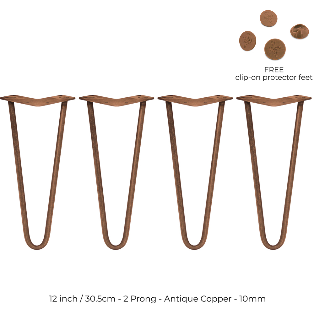 MonsterShop 2 Prong Antique Copper Hairpin Leg 305mm 4 Pack Image 5