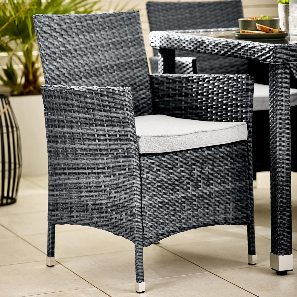 Furniturebox Grenada Grey Rattan 4 Seater Outdoor Dining Set Image 4
