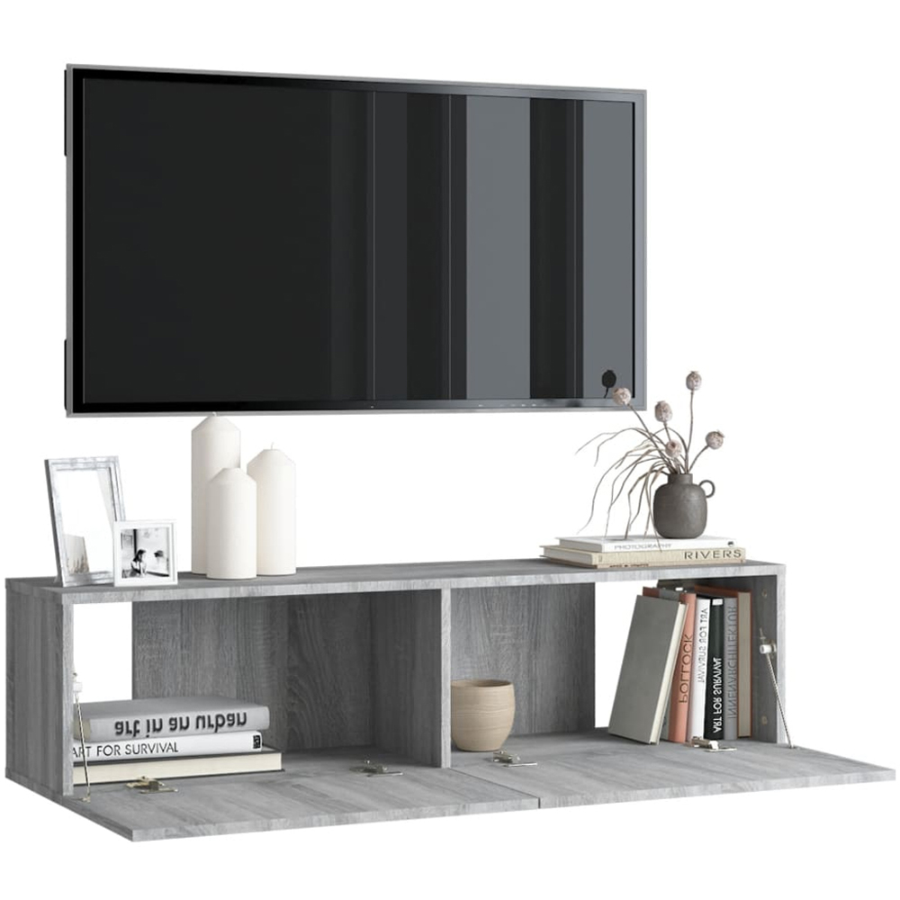 vidaXL 2 Door Grey Sonoma Wall Mounted TV Cabinet Image 3