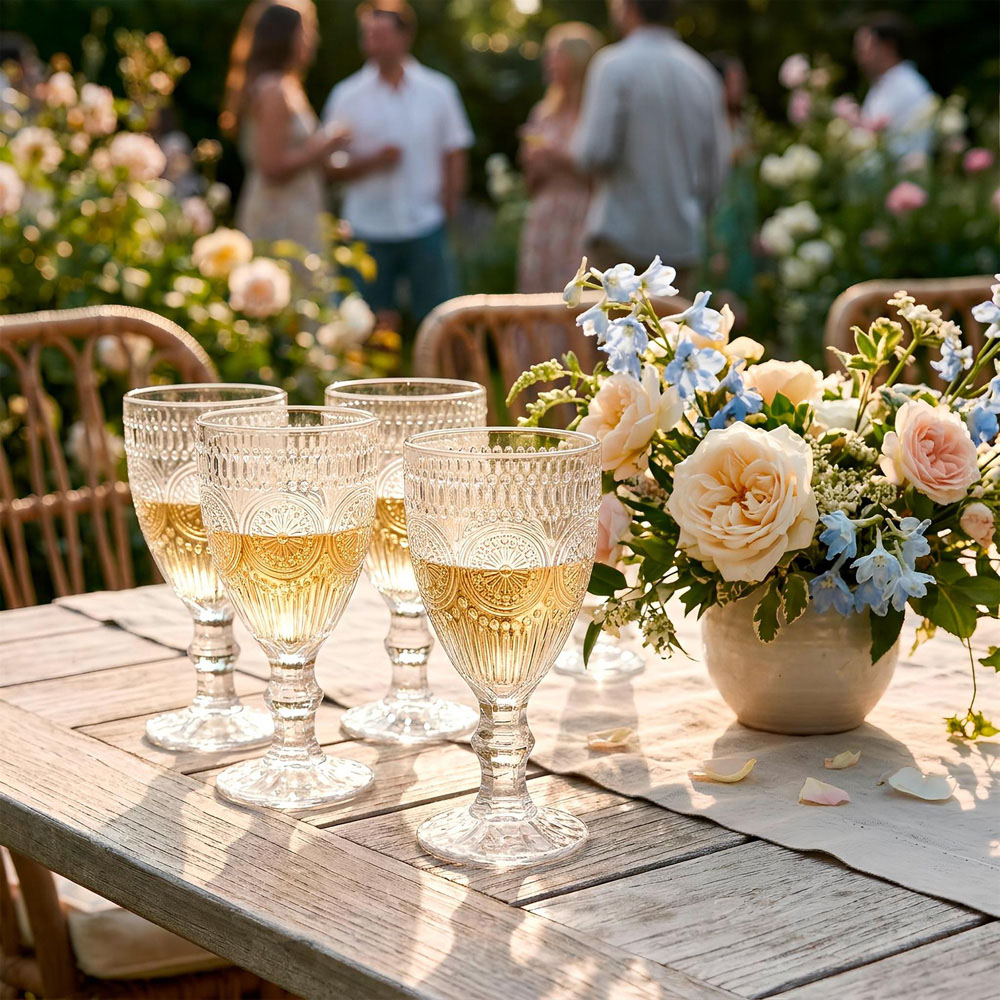 Argon Tableware Amore Ribbed Sunflower-Inspired Motif Clear Wine Glass 310ml 24 Pack Image 4
