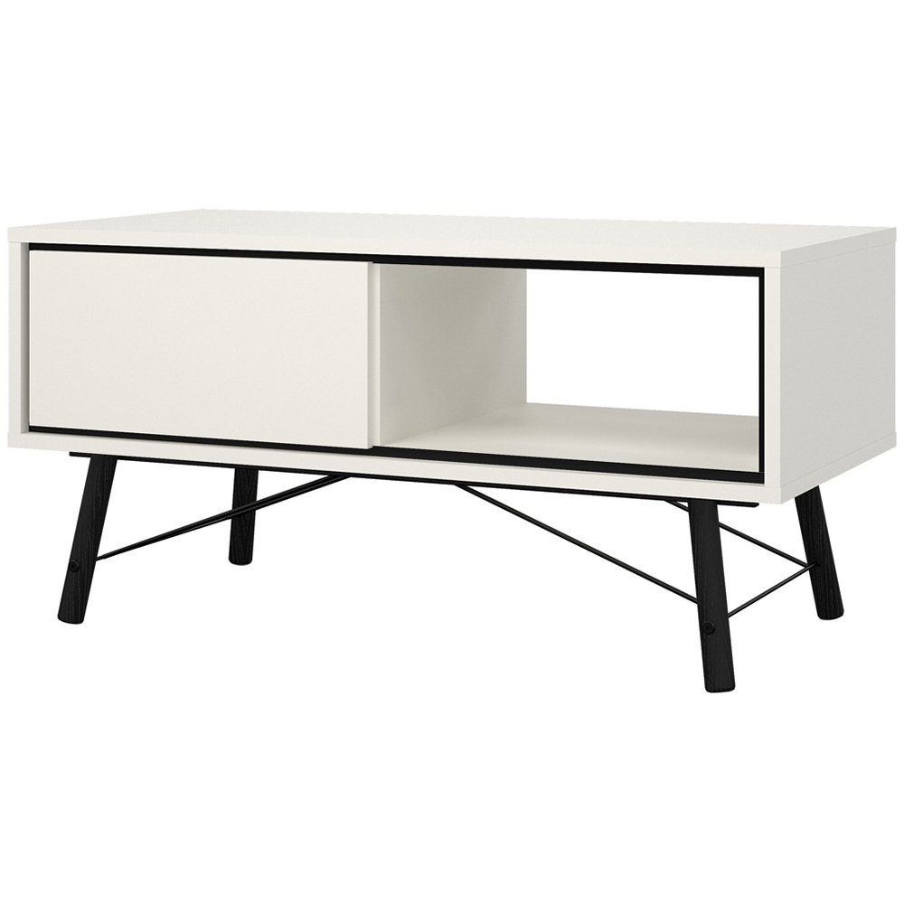 Florence Ry Single Drawer Matt White Coffee Table Image 3
