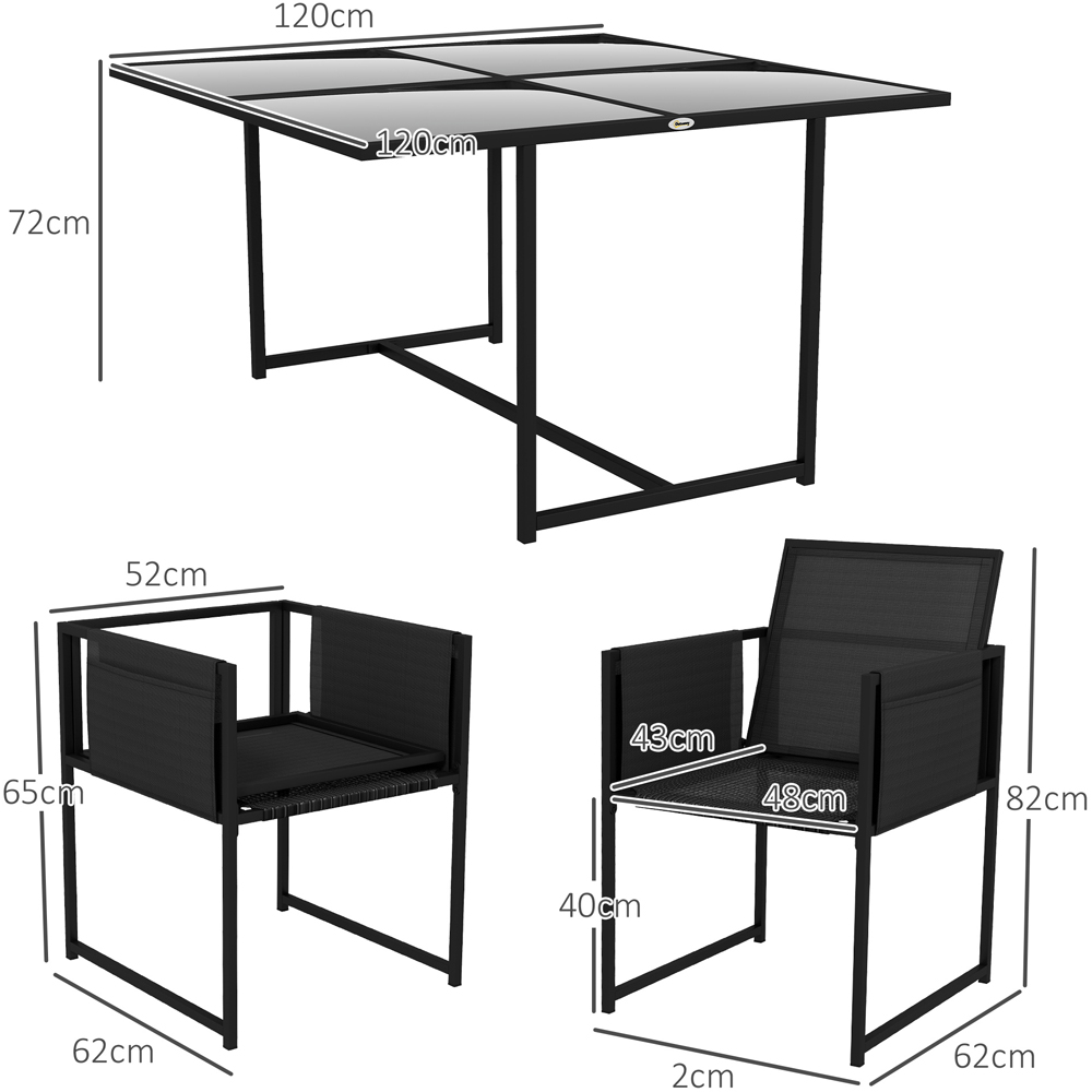 Outsunny 4 Seater Black Garden Dining Set Image 8