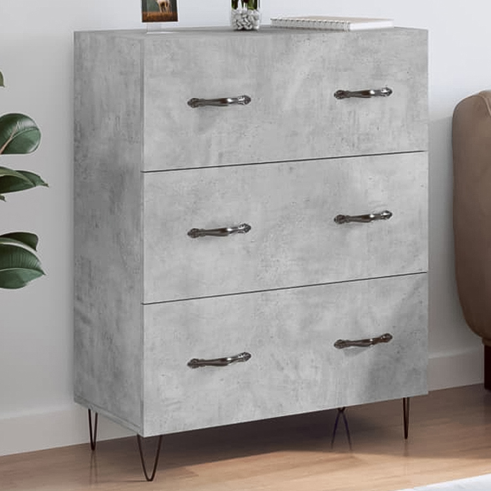vidaXL 3 Drawer Concrete Grey Sideboard Image 1