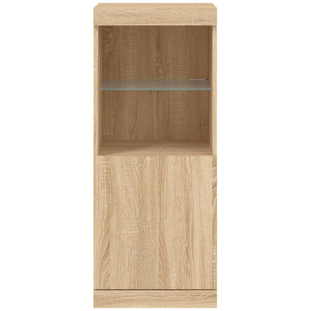 vidaXL Single Door 2 Shelf Sonoma Oak Narrow Sideboard with LED Lights Image 6