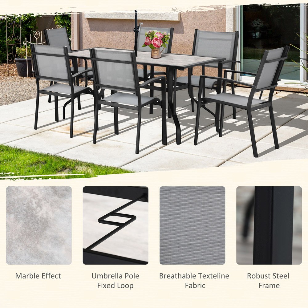 Outsunny 6 Seater Grey Texteline Outdoor Dining Set Image 5
