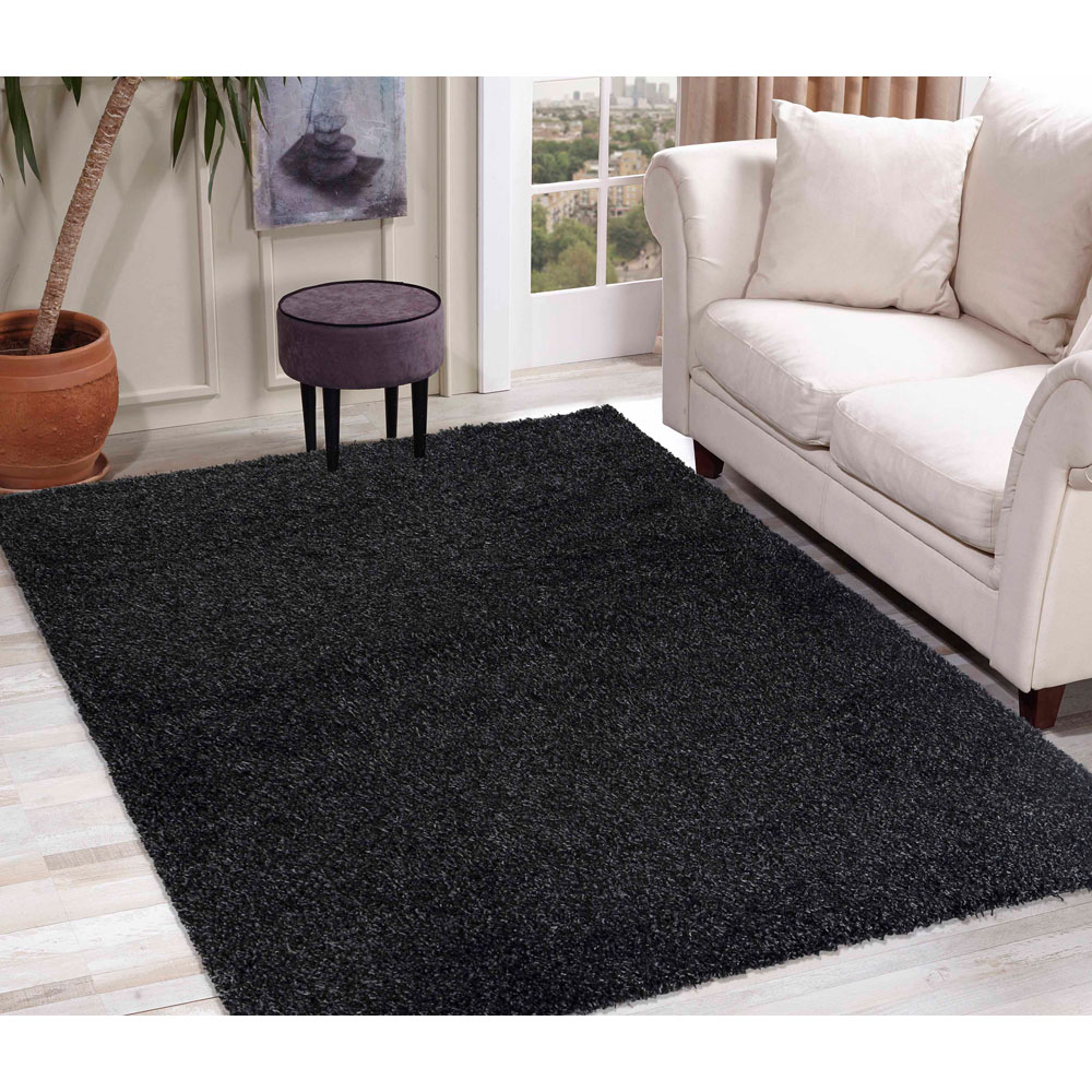 Desire Rugs Oxford Anthracite Plain Shaggy Runner Rug 60 x 220cm Image 4