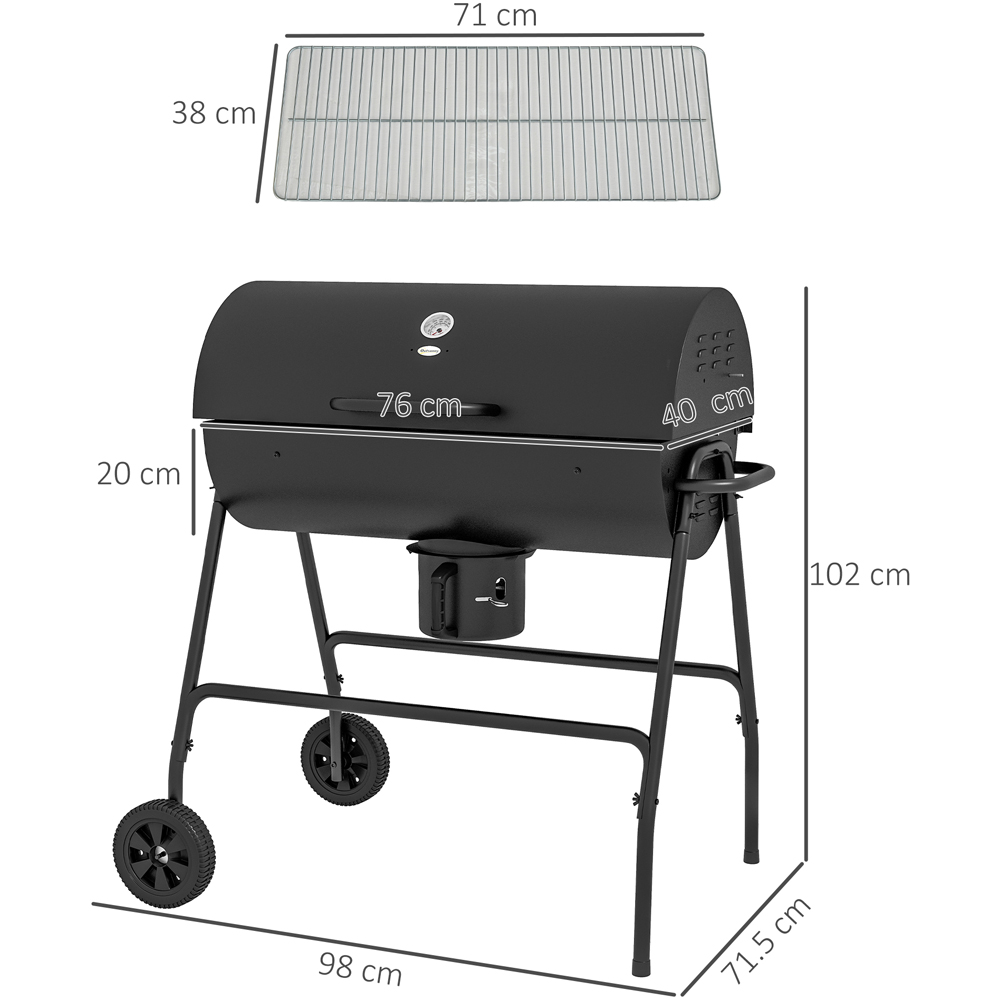 Outsunny Black Outdoor Wheeled Charcoal Barbecue Grill Trolley Image 7