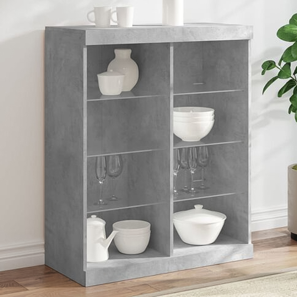 vidaXL 8 Shelf Concrete Grey Wooden Sideboard with LED Lights Image 1