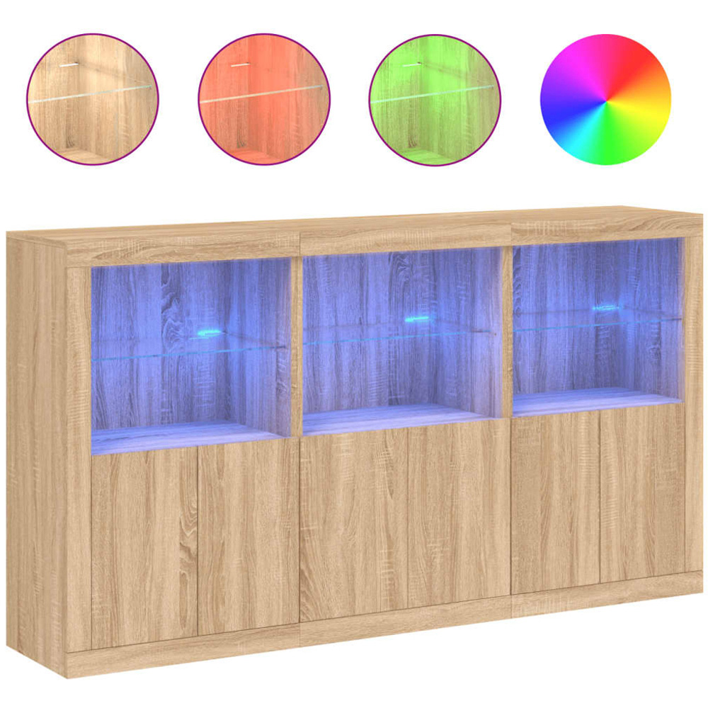 vidaXL 6 Door 6 Shelf Sonoma Oak Sideboard LED Lights Image 2