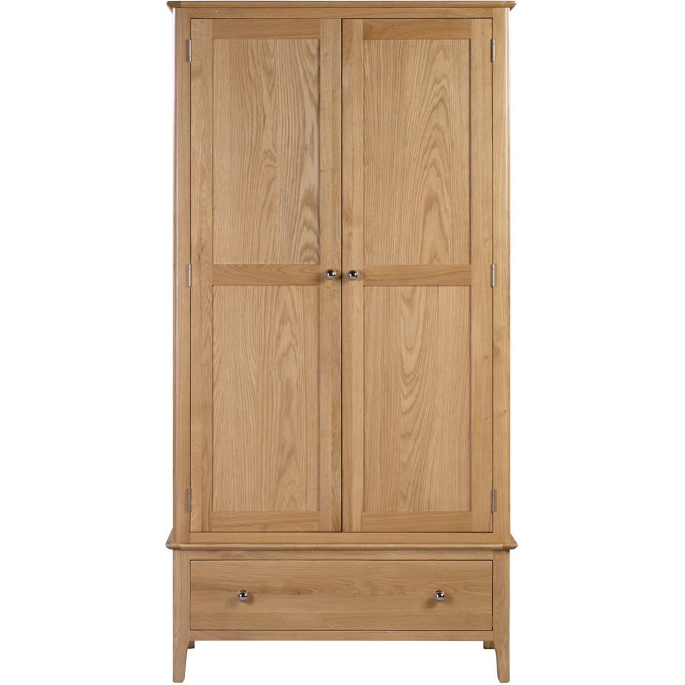 Julian Bowen Cotswold 2 Door Single Drawer Natural Wardrobe Image 3