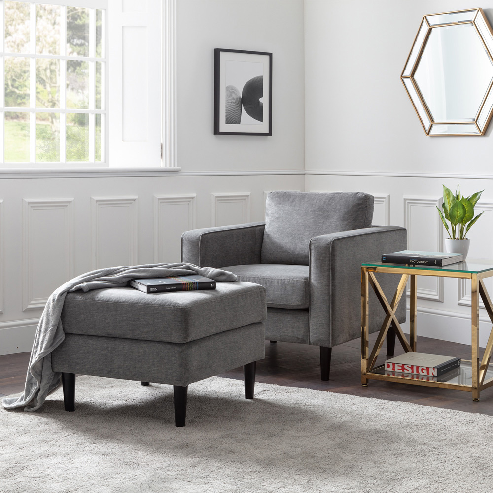 Julian Bowen Hayward Grey Chenille Chair  Image 9