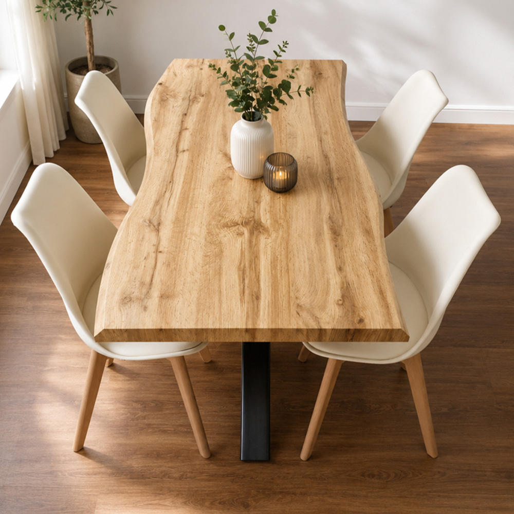 Portland Kosy Koala 4 Seater Modern Dining Set Wood Effect and Cream Image 1