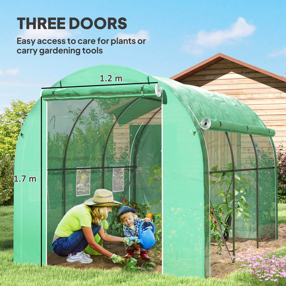 Outsunny Green PE Cover Galvanised Steel Frame 9.7 x 6.4ft Polytunnel Greenhouse Image 5
