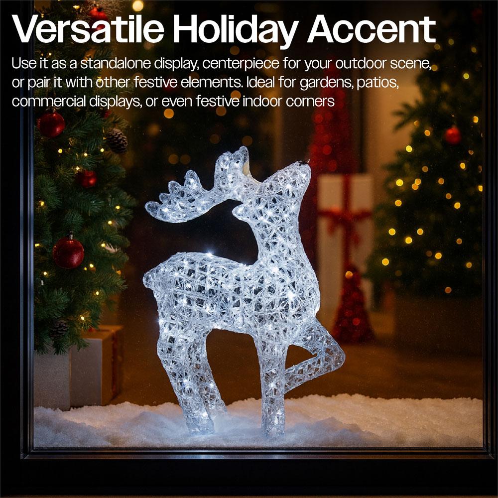 Xmas Haus Silver 70 White LED Head Up Deer Christmas Decoration 2ft  Image 5