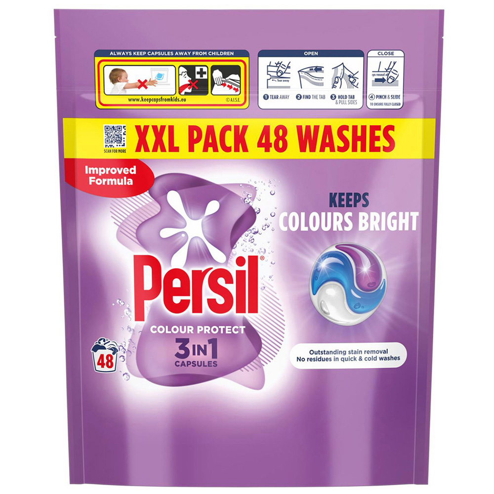 Persil Colour Protect 3 in 1 Washing Capsules 48 Washes 1.012kg 3 Pack Image 2