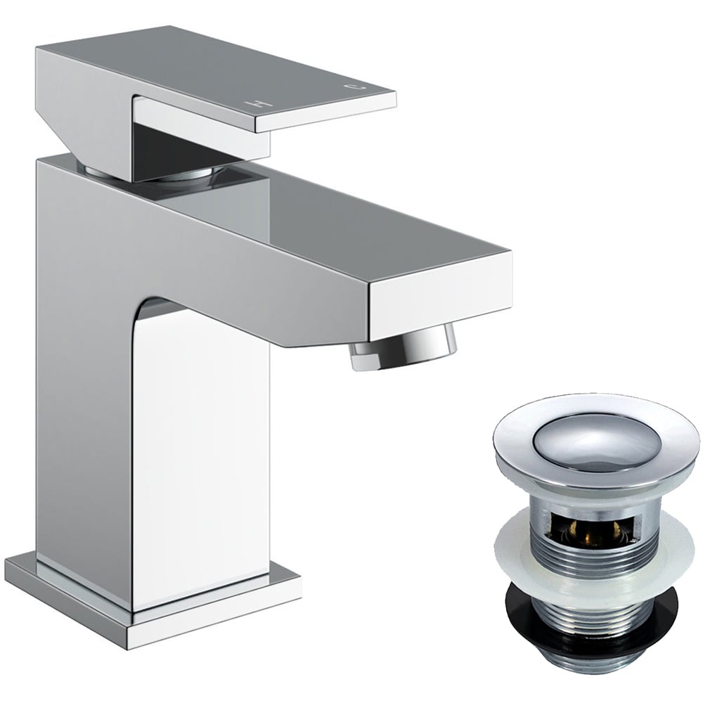 Nes Home Leon Chrome Basin Mixer Tap with Waste Image 1