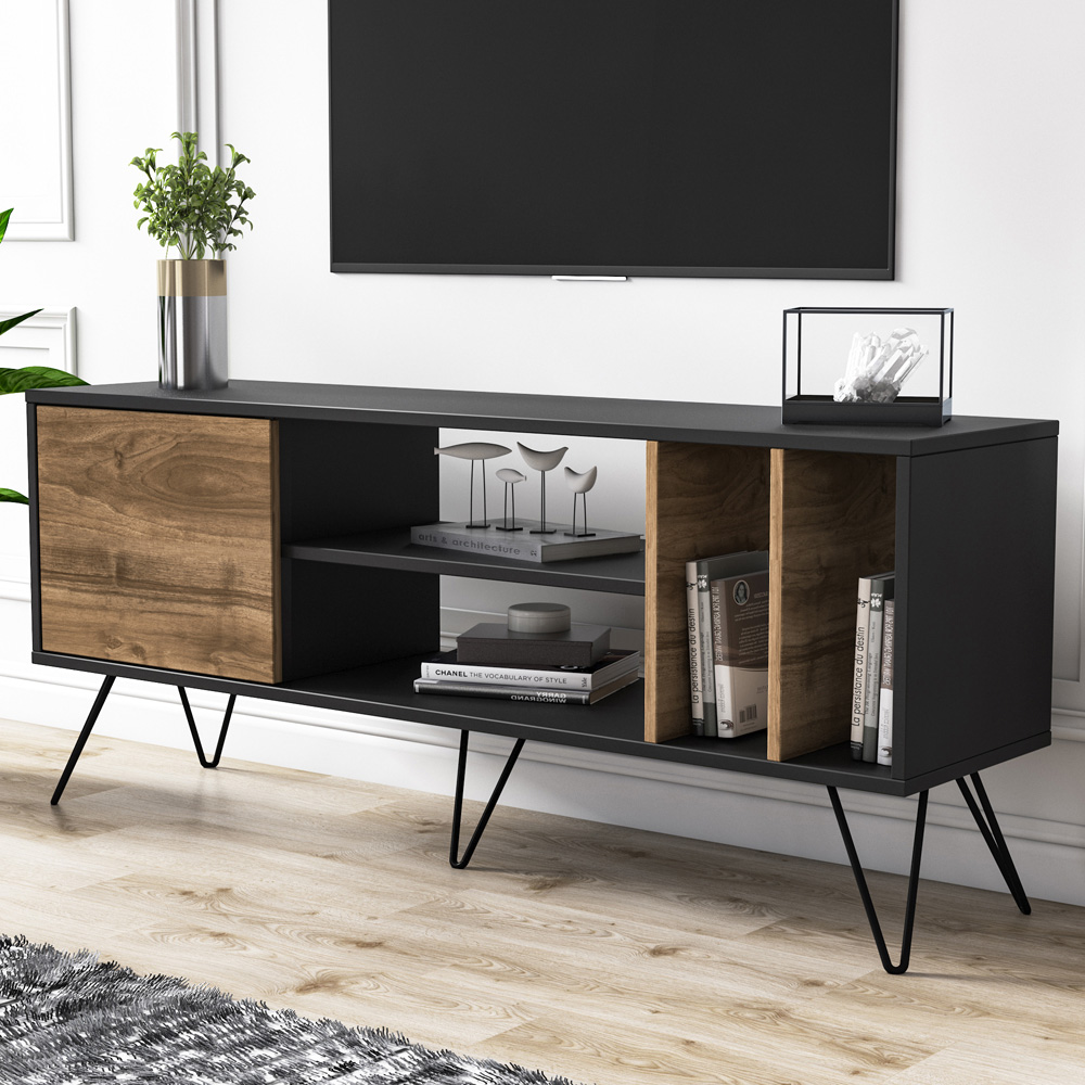 Decorotika Mistico Black and Walnut TV Unit Image 1