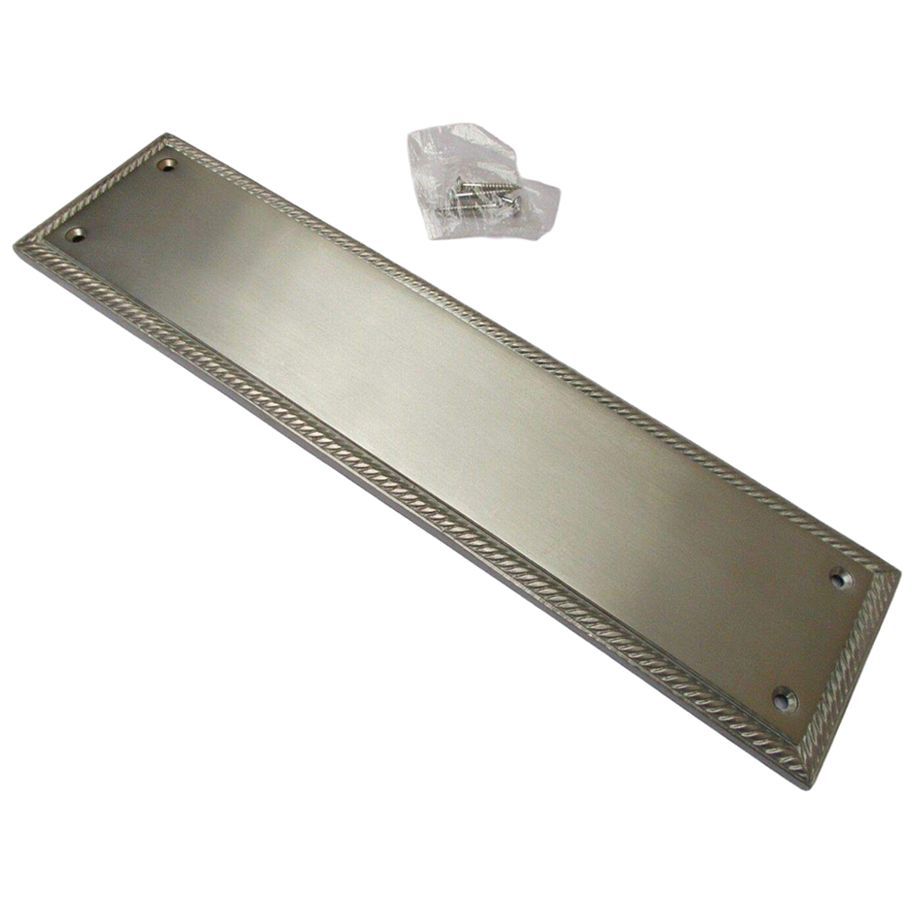 Golden Grace Brushed Chrome Georgian Design Door Finger Plate 12 x 3 inch Image 1